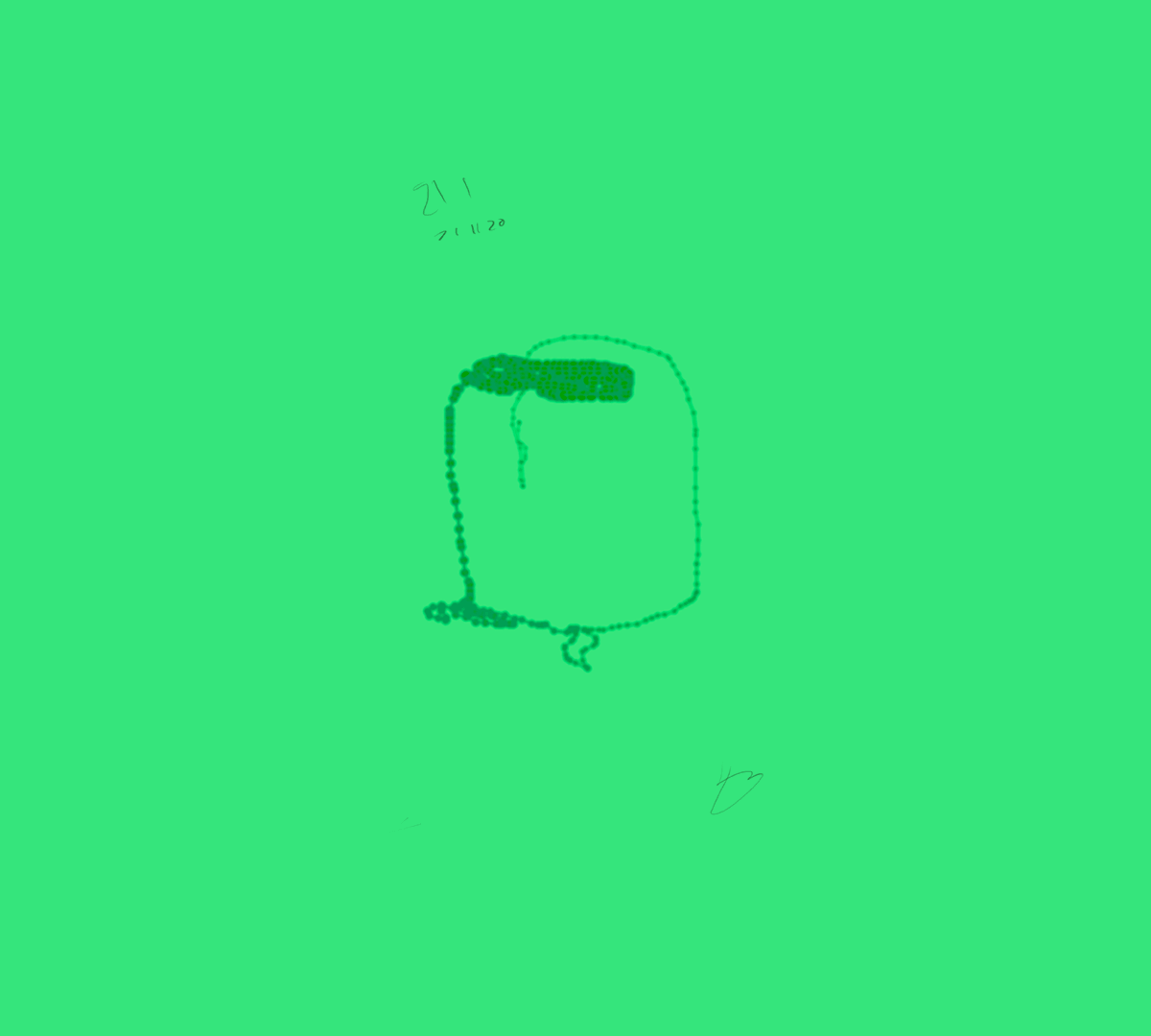 Felt tip browser drawing in optimistic green on a green background.